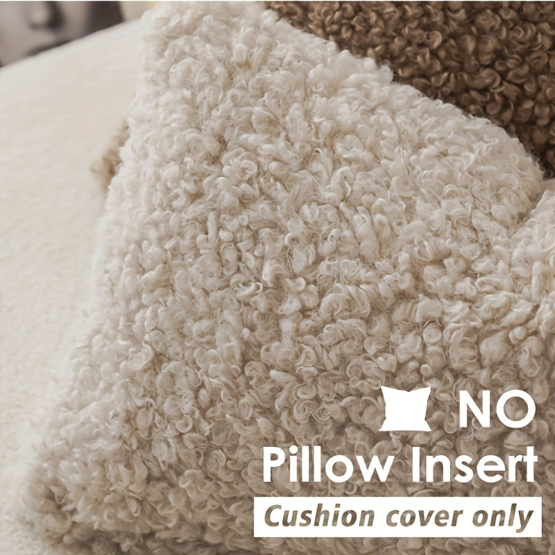 2 PIEZAS - Set de 2 fundas de cojín Teddy Sheep Curl de estilo contemporáneo disponible en 4 colores ideales para sofás y cama - Suaves y aterciopeladas, 100% Poliéster, 30x50cm