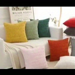 4 PIEZAS – Set de 4 Fundas de cojín estilo bohemio con textura de pana suave, disponible en 4 colores, lavables a máquina – Poliéster con cremallera oculta