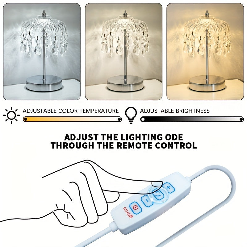 Lámpara de escritorio moderna con base de cristal y detalles metálicos – Luz regulable, alimentación USB, ideal para oficina, sala de estar o lectura