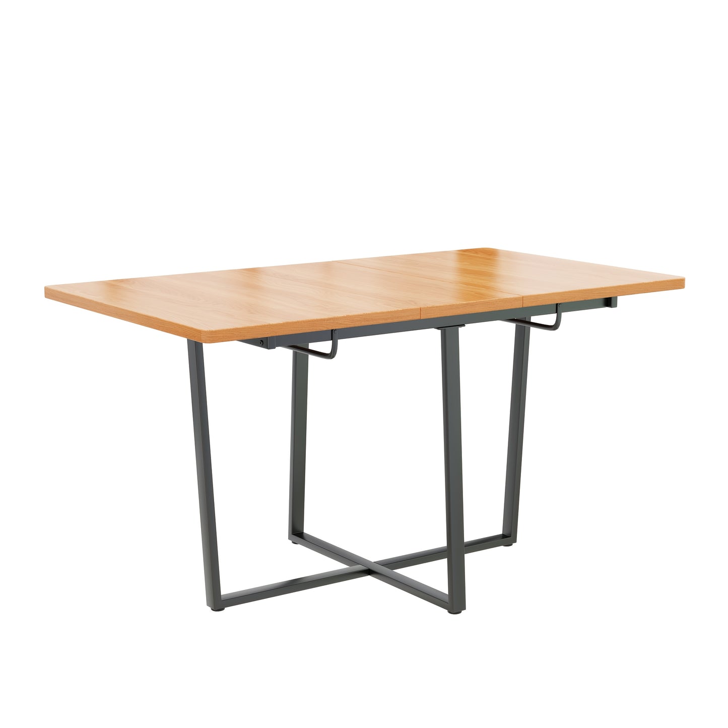 Mesa de comedor extensible estilo industrial / contemporáneo - Acabado en madera y estructura metálica negro - Ajustable de 110cm a 140cm