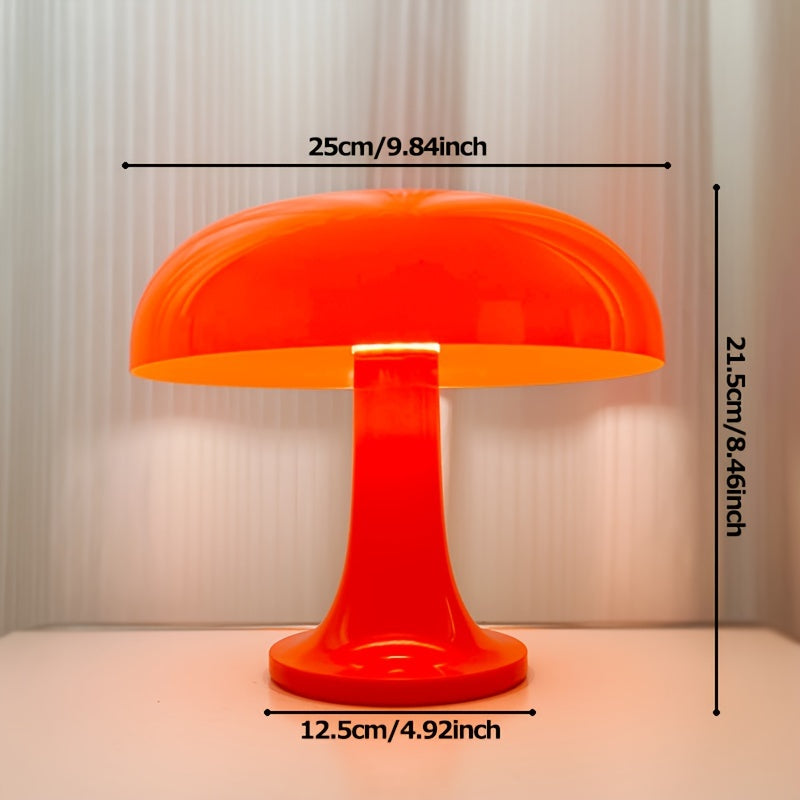 Lámpara de mesa moderna en acrílico naranja en forma de seta, disponible en dos tamaños - Iluminación LED conexión por USB con luz tricolor