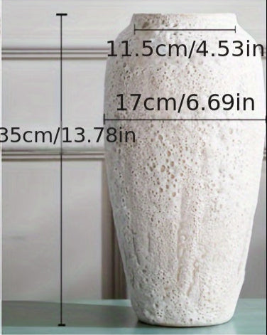 Jarrón de cerámica estilo rústico boho - Decoración natural para sala, comedor y más, 35cm alto