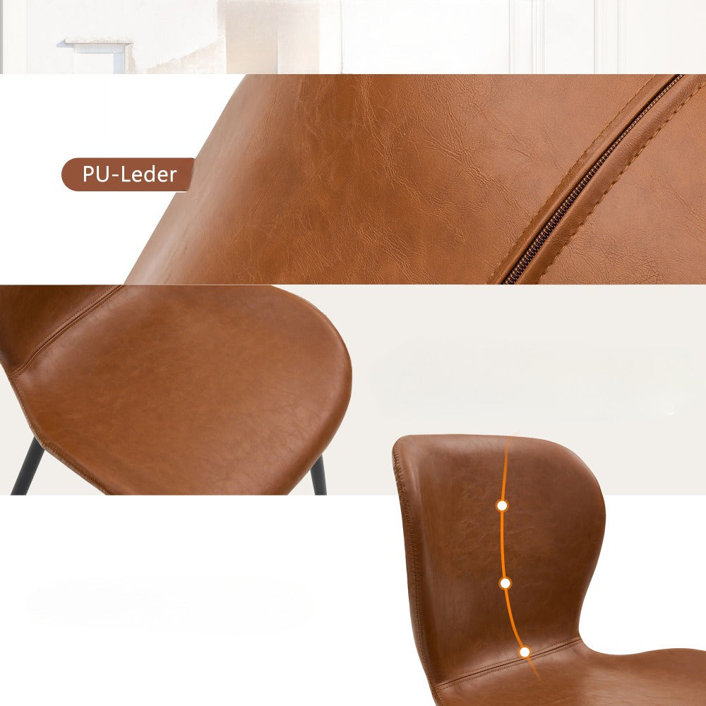 2 PIEZAS - Sillas de comedor, salón, escritorio de estilo moderno / nórdico - Tapizado en cuero sintético vintage y patas metálicas en negro - Disponible en dos colores