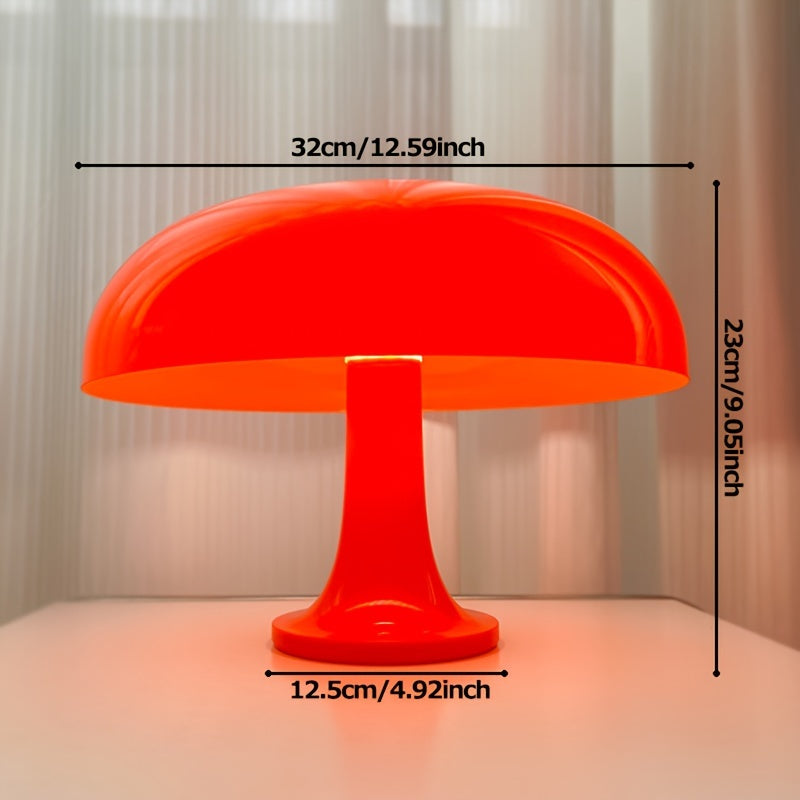 Lámpara de mesa moderna en acrílico naranja en forma de seta, disponible en dos tamaños - Iluminación LED conexión por USB con luz tricolor