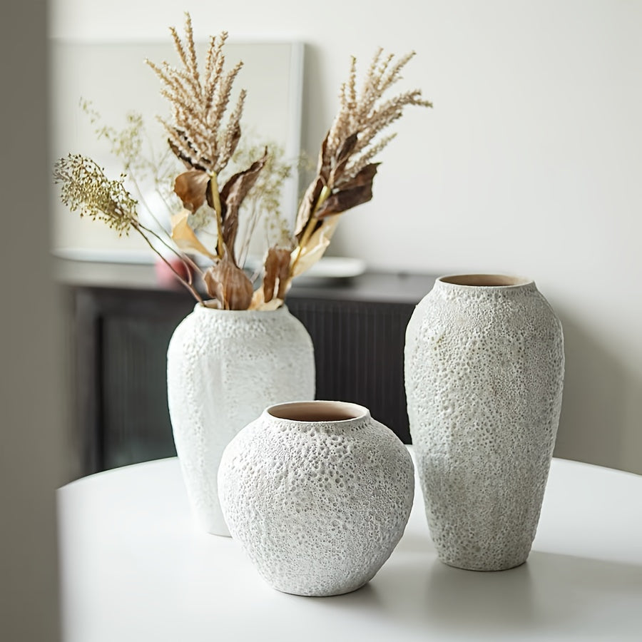 Jarrón de cerámica estilo rústico boho - Decoración natural para sala, comedor y más, 35cm alto