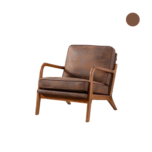 Sillón de salón estilo mid century para sala de estar - Estructura de madera y tapizado en polipiel