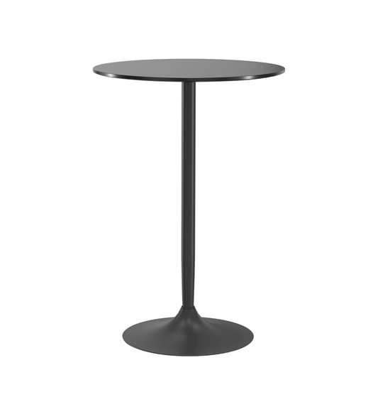 Mesa de Barra Moderna, Mesa Redonda para Cocina para 2 Personas, Base de Acero y Tapa de MDF, 70x102 cm, Negro