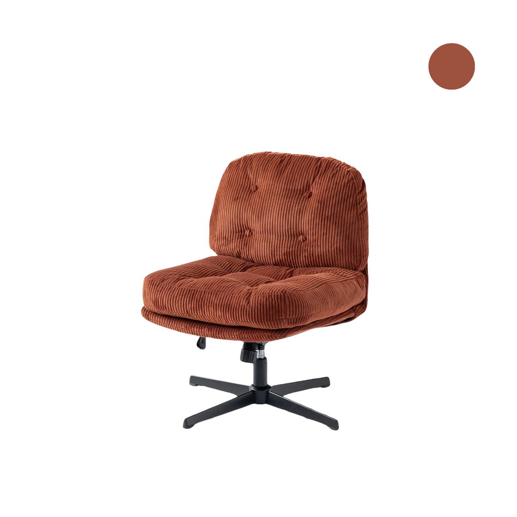 Chaise Longue ajustable giratoria sin brazos para salón u oficina - Tapizada en tela de felpa disponible en 3 colores, con ajuste de altura y 360° de giro, patas metálicas resistentes