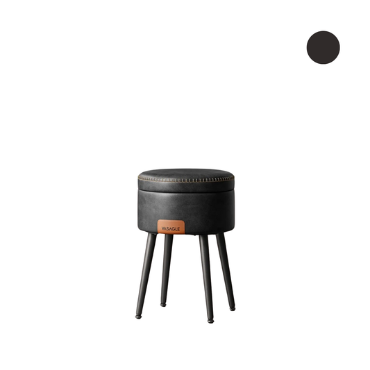 Banco otomano con almacenamiento de estilo mid-century moderno - Tapizado en cuero sintético y patas de acero