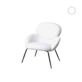 Silla icónica de estilo moderno para salones, sala de estar, tocador u oficina con reposabrazos y respaldo curvo - Tapizado en blanco y estructura metálica en negro