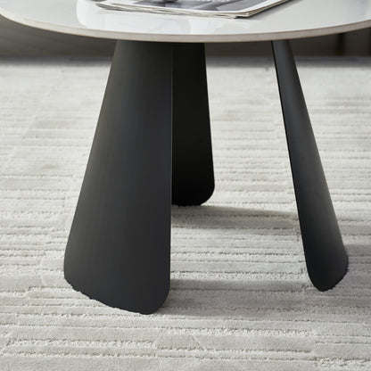 2 PIEZAS - Set de 2 mesas auxiliares estilo minimalista - Diseño multifuncional - Sobre de piedra y patas metálicas