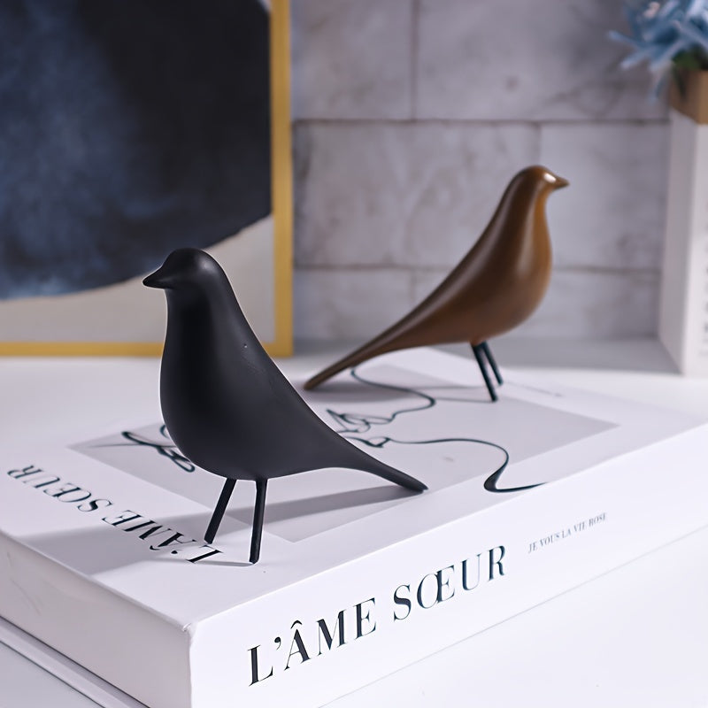 Escultura decorativa de ave moderna – Reproducción inspirada en las aves de los Eames, en resina ABS – Disponible en negro o marrón