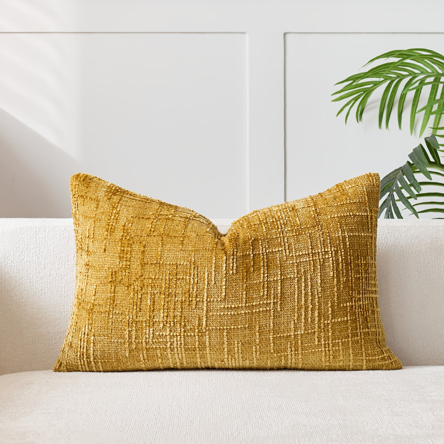 1 PIEZA - Funda de cojín estilo vintage con relieve bordado en patrón de bambú, disponible en 7 colores y 6 medidas. Poliéster 100% efecto lino, cierre invisible