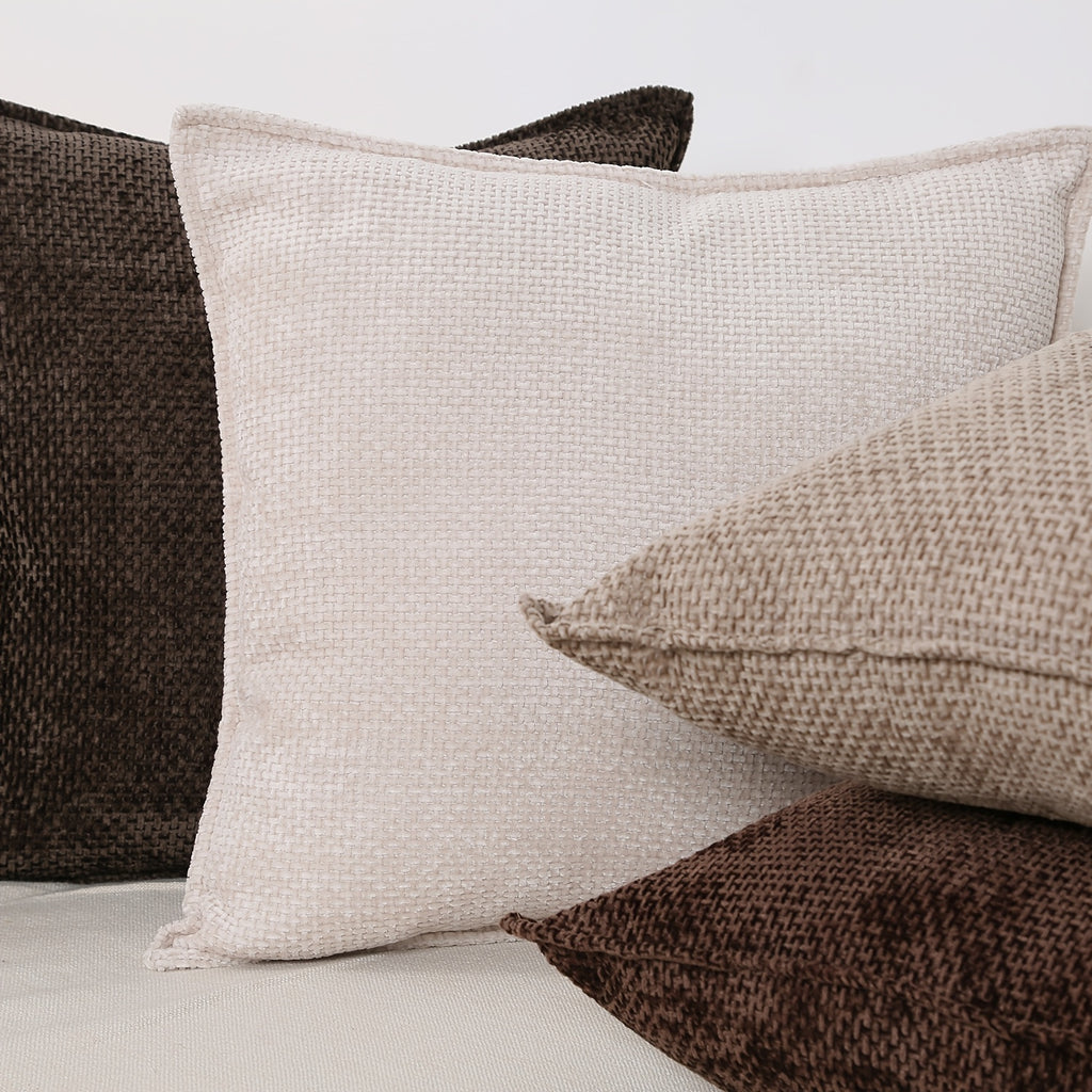 2 PIEZAS - Conjunto de 2 fundas de cojín en chenilla tejida, cierre invisible, textura suave, poliéster 100%, 47x47cm