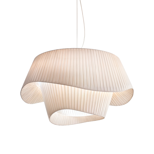 Lámpara colgante OLA de techo estilo francés – Pantalla de Tela Blanca y Estructura de Hierro – Disponible en 2 Tamaños y 3 Tonalidades de Luz LED