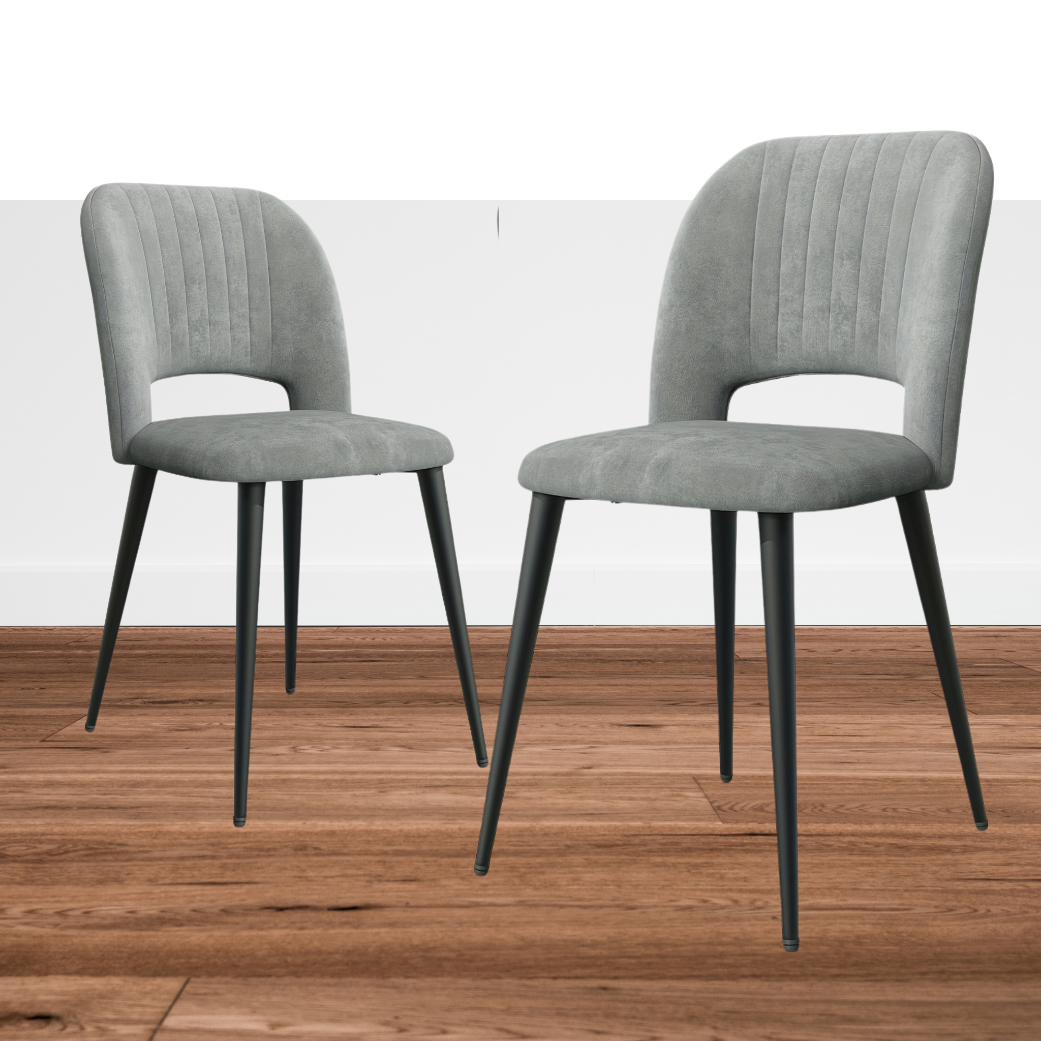 2 PIEZAS - Conjunto de 2 sillas de comedor estilo contemporáneo, tapizadas y con respaldo abierto