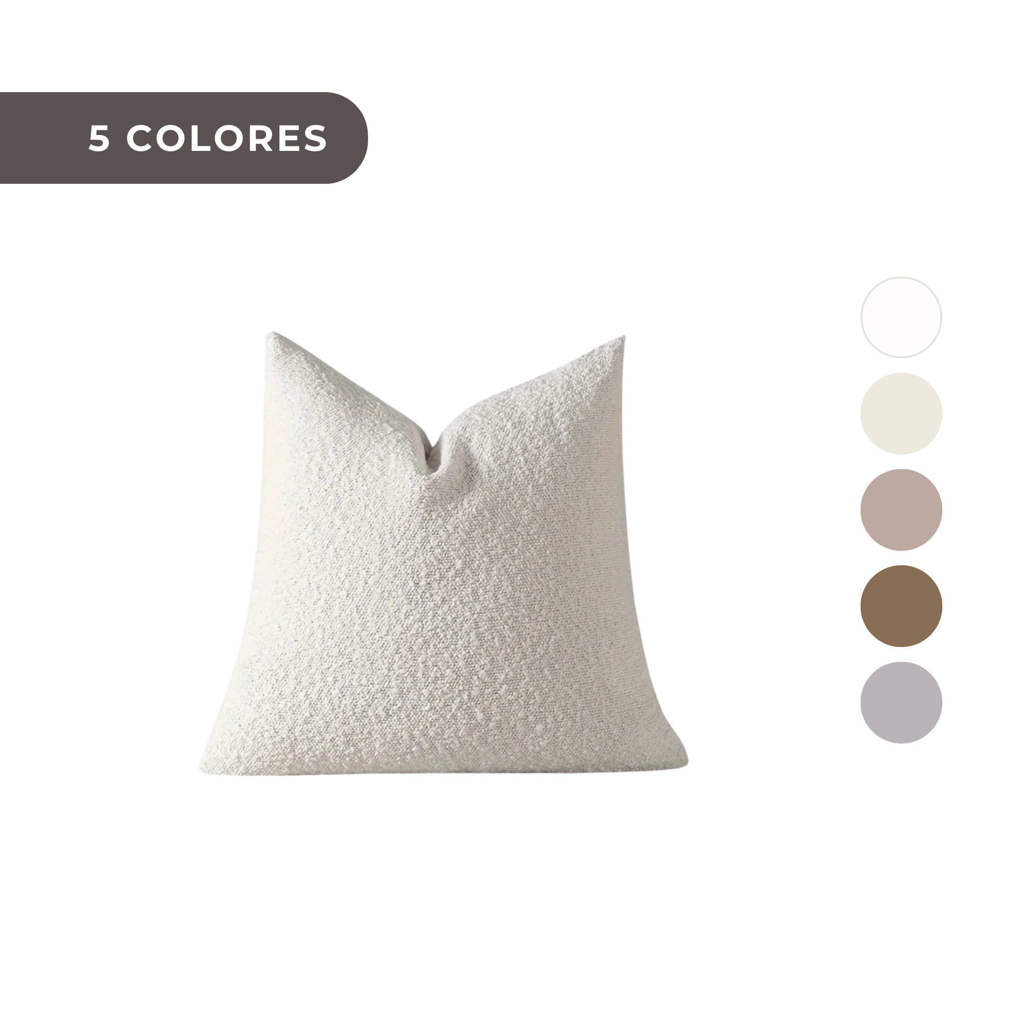 1 PIEZA - Funda de cojín estilo vintage disponible en 5 tonos - Tejido bouclé texturizado en color sólido, 45x45 cm