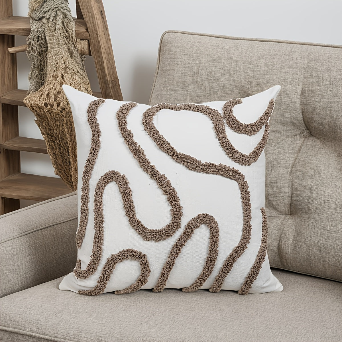 ¡CASI AGOTADO! 1 PIEZA - Funda de cojín con rayas geométricas estilo marroquí - 45x45cm - Disponible en 3 colores