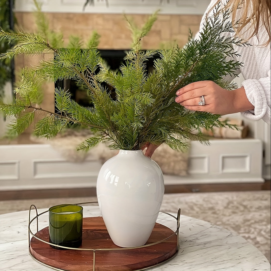 ¡CASI AGOTADO! Jarrón de cerámica blanco brillante - Estilo contemporáneo