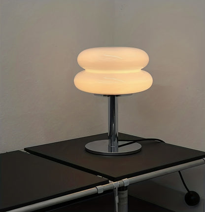 Lámpara de mesa de vidrio regulable - Disponible en 5 colores – Luz ambiental LED con conexión USB, diseño moderno para dormitorio, sala de estar u oficina