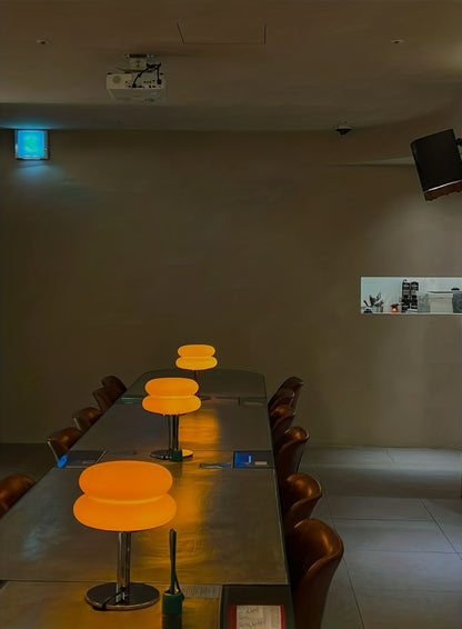Lámpara de mesa de vidrio regulable - Disponible en 5 colores – Luz ambiental LED con conexión USB, diseño moderno para dormitorio, sala de estar u oficina