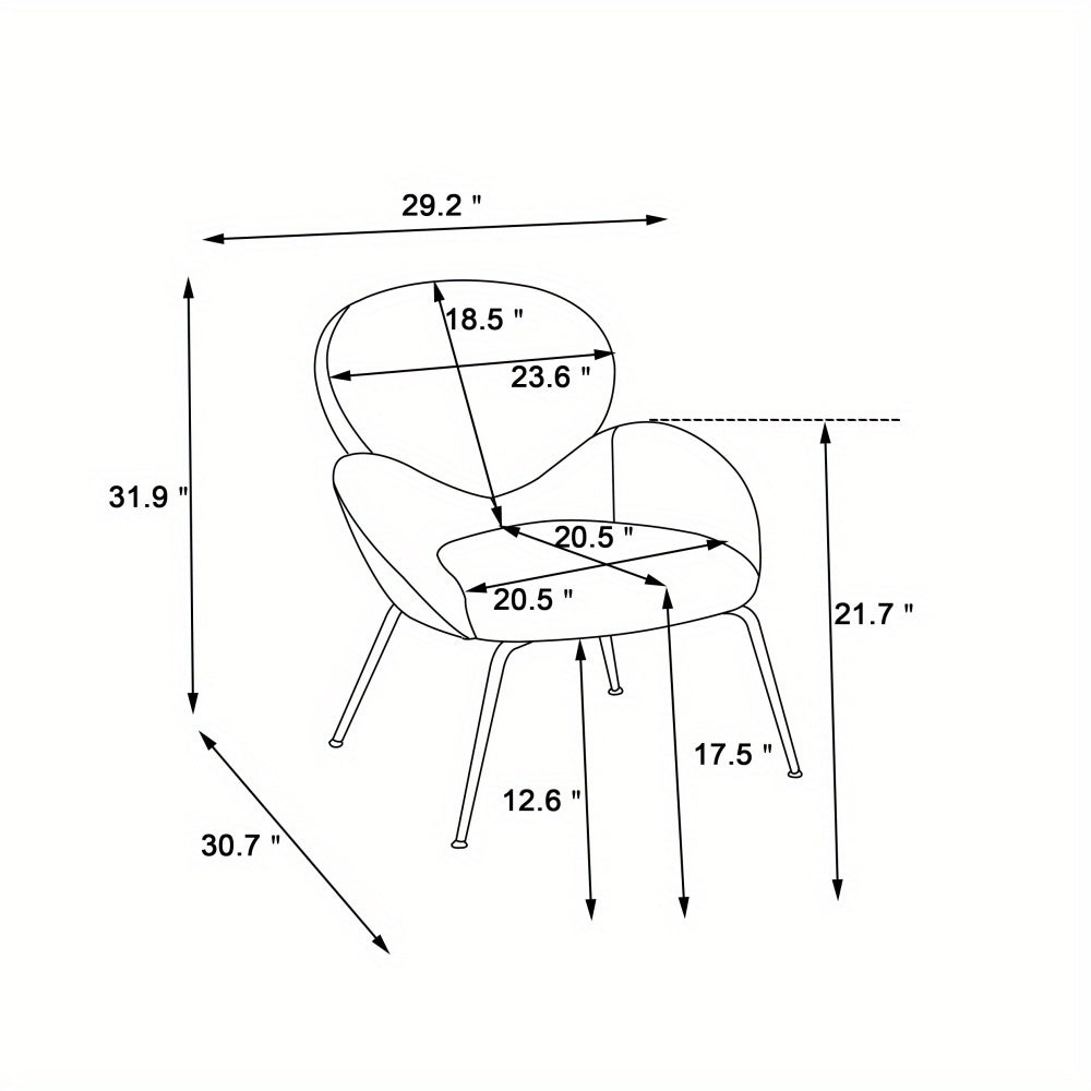 Silla icónica de estilo moderno para salones, sala de estar, tocador u oficina con reposabrazos y respaldo curvo - Tapizado en blanco y estructura metálica en negro