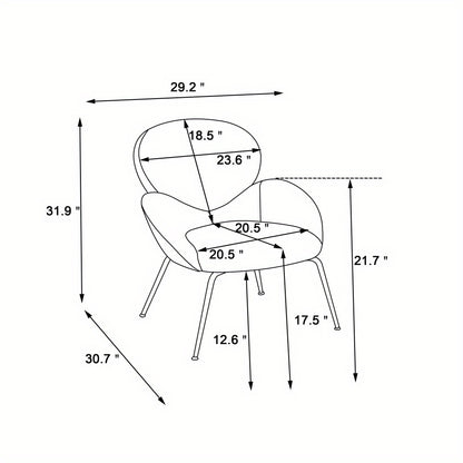 Silla icónica de estilo moderno para salones, sala de estar, tocador u oficina con reposabrazos y respaldo curvo - Tapizado en blanco y estructura metálica en negro