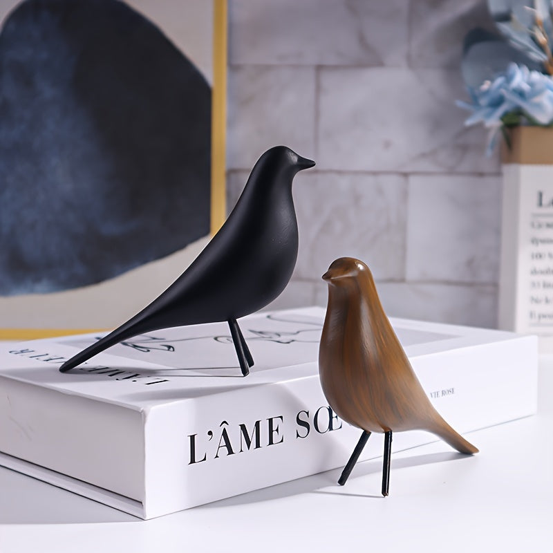 Escultura decorativa de ave moderna – Reproducción inspirada en las aves de los Eames, en resina ABS – Disponible en negro o marrón