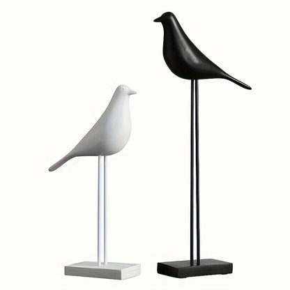 Figura decorativa de ave estilo nórdico – Diseño moderno y minimalista – Disponible en blanco o negro, en tamaño largo o corto
