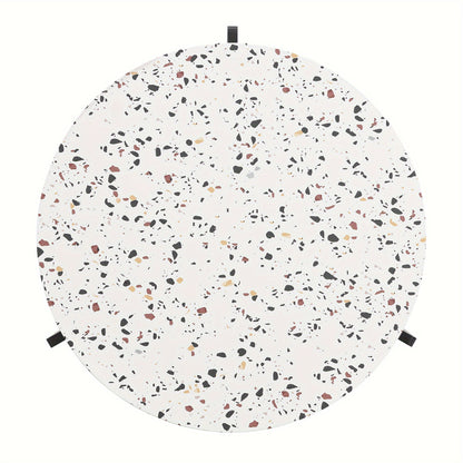2 PIEZAS - Set de 2 mesas de centro a juego estilo contemporáneo para salón o sala de estar - Set de mesa lateral + mesa de centro - Sobre imitación terrazo y estructura de madera pintada en negro