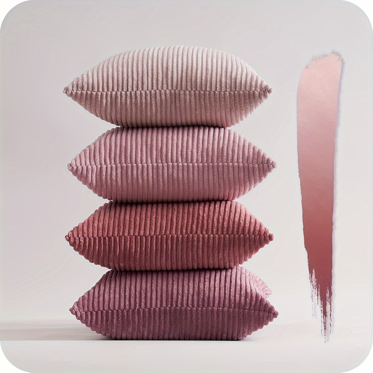 4 PIEZAS - Conjunto de 4 fundas de cojín estilo bohemio con textura de pana y patrón de rayas, 40x40cm