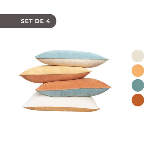 4 PIEZAS - Set de 4 fundas de cojín estilo bohemio y diseño reversible - Terciopelo ultrasuave, color sólido, 30x50cm