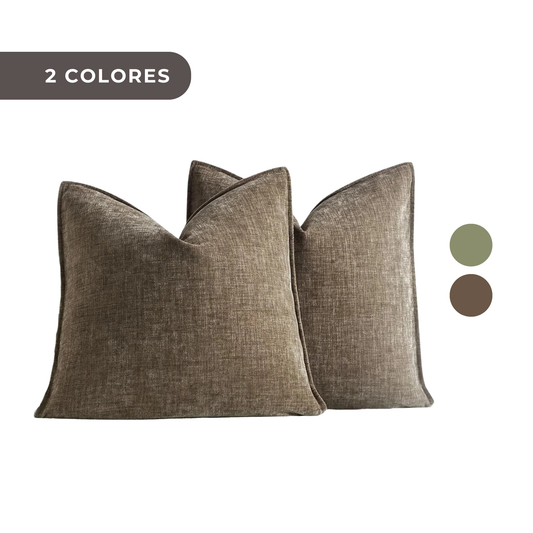 1 PIEZA - Funda de cojín en chenilla estilo boho vintage, suave y acogedora disponible en 2 colores. Diseño de color sólido, poliéster 100% efecto lino, 45x45cm