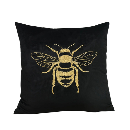1 PIEZA - Funda para cojín con bordado de abeja - Diseño distintivo, chic y versátil - 100% poliéster, 45x45cm