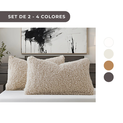 2 PIEZAS - Set de 2 fundas de cojín Teddy Sheep Curl de estilo contemporáneo disponible en 4 colores ideales para sofás y cama - Suaves y aterciopeladas, 100% Poliéster, 30x50cm