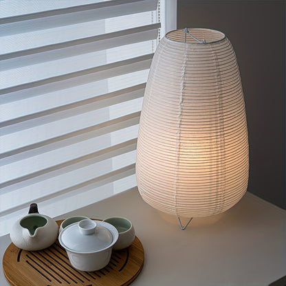 Lámpara de mesa moderna con pantalla de papel – Base de metal pulido, alimentada por USB, luz ambiental para dormitorio, sala de estar o bar