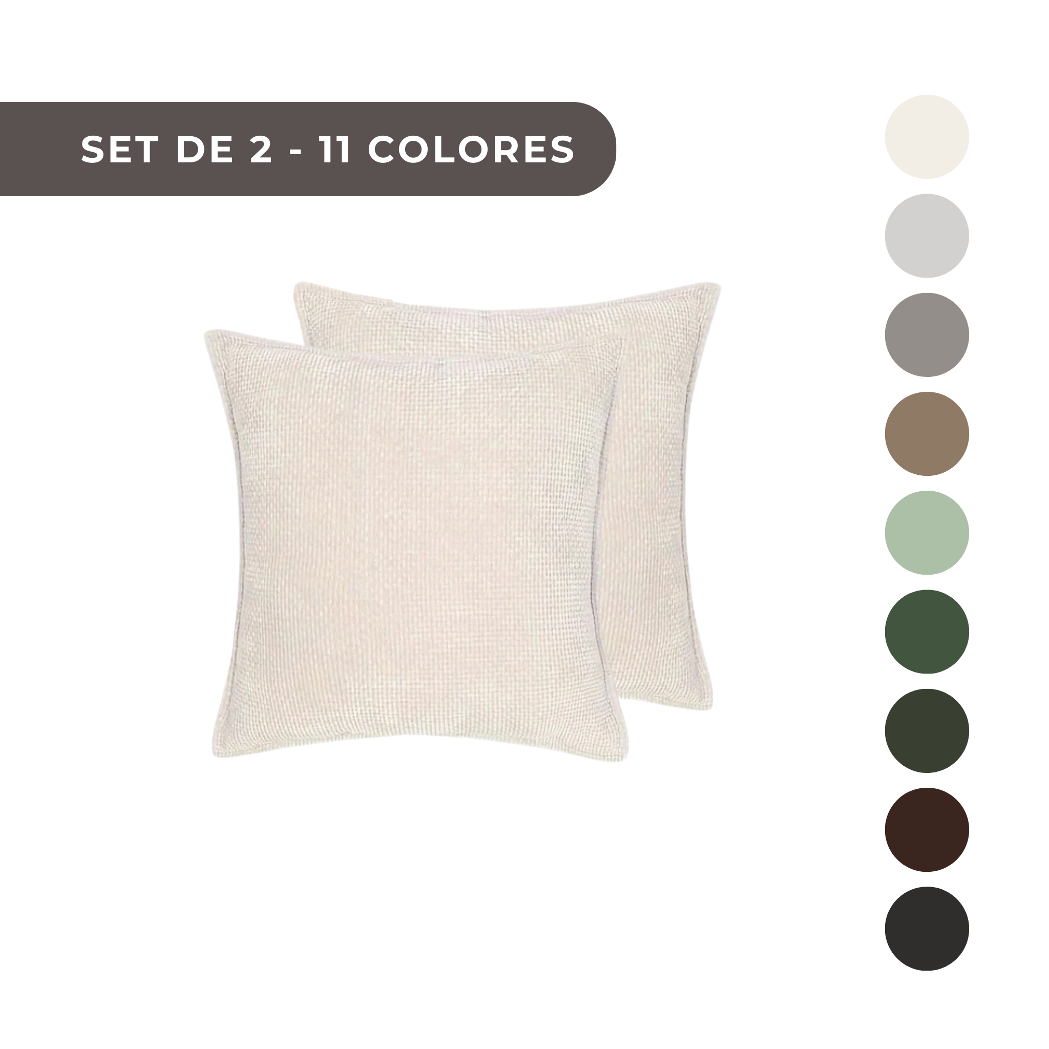 2 PIEZAS - Conjunto de 2 fundas de cojín en chenilla tejida, cierre invisible, textura suave, poliéster 100%, 47x47cm