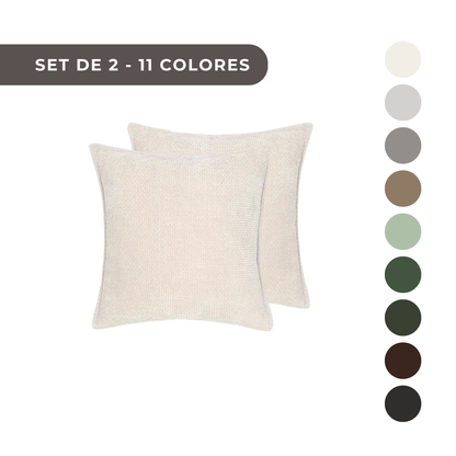2 PIEZAS - Set de 2 fundas de cojín en chenilla tejida, cierre invisible, textura suave, poliéster 100%, 47x47cm