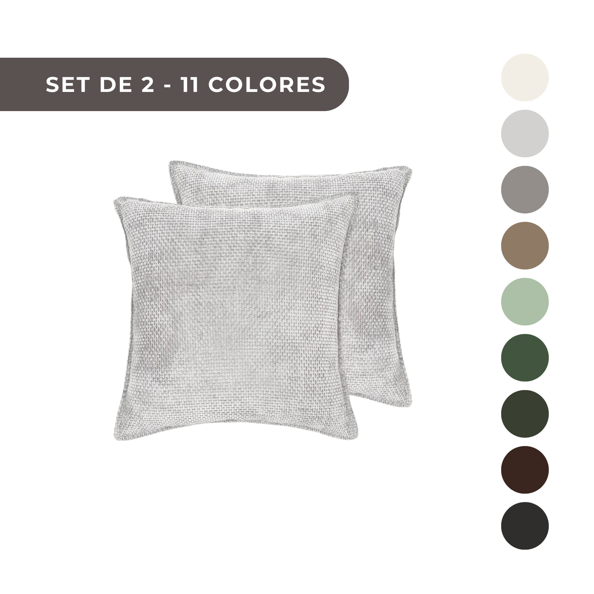 2 PIEZAS - Conjunto de 2 fundas de cojín en chenilla tejida, cierre invisible, textura suave, poliéster 100%, 47x47cm