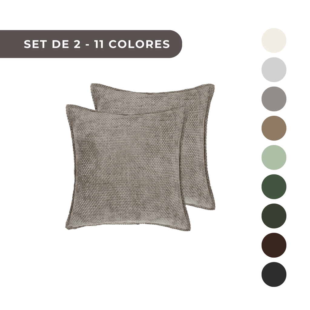 2 PIEZAS - Conjunto de 2 fundas de cojín en chenilla tejida, cierre invisible, textura suave, poliéster 100%, 47x47cm