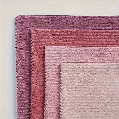 4 PIEZAS - Set de 4 fundas de cojín estilo bohemio con textura de pana y patrón de rayas, 40x40cm