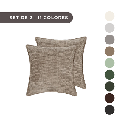 2 PIEZAS - Set de 2 fundas de cojín en chenilla tejida, cierre invisible, textura suave, poliéster 100%, 47x47cm