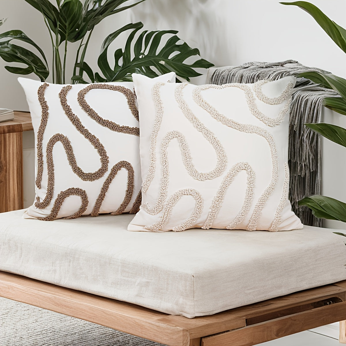 ¡CASI AGOTADO! 1 PIEZA - Funda de cojín con rayas geométricas estilo marroquí - 45x45cm - Disponible en 3 colores