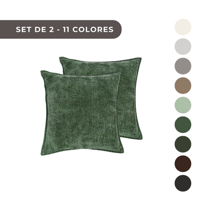 2 PIEZAS - Set de 2 fundas de cojín en chenilla tejida, cierre invisible, textura suave, poliéster 100%, 47x47cm