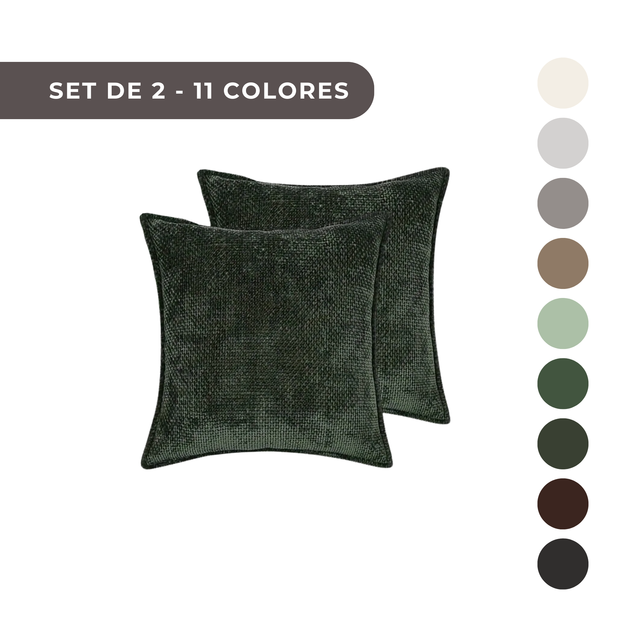 2 PIEZAS - Conjunto de 2 fundas de cojín en chenilla tejida, cierre invisible, textura suave, poliéster 100%, 47x47cm