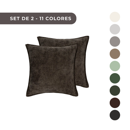 2 PIEZAS - Set de 2 fundas de cojín en chenilla tejida, cierre invisible, textura suave, poliéster 100%, 47x47cm