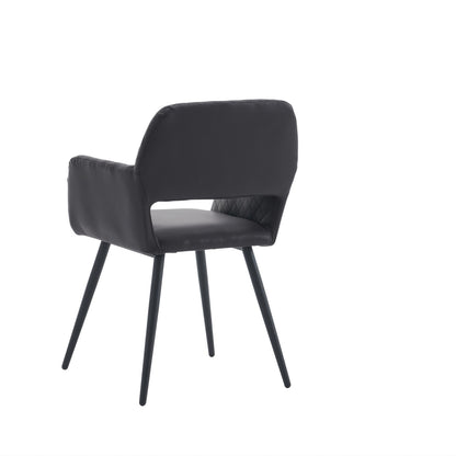 2 PIEZAS - Sillas de comedor de estilo contemporáneo tapizada en cuero sintético con reposabrazos y respaldo abierto