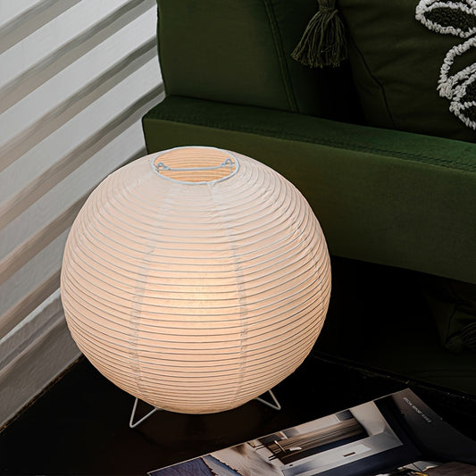 Lámpara de mesa moderna con pantalla de papel – Base de metal pulido, alimentada por USB, luz ambiental para dormitorio, sala de estar o bar
