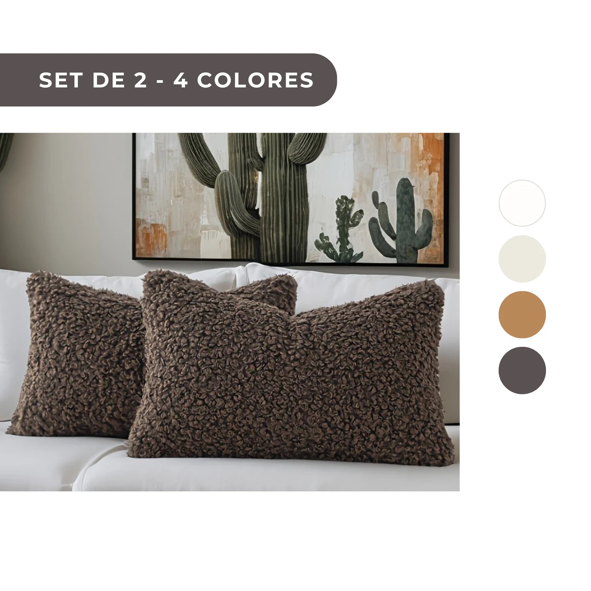 2 PIEZAS - Conjunto de 2 fundas de cojín Teddy Sheep Curl de estilo contemporáneo disponible en 4 colores ideales para sofás y cama - Suaves y aterciopeladas, 100% Poliéster, 30x50cm