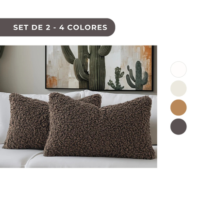2 PIEZAS - Set de 2 fundas de cojín Teddy Sheep Curl de estilo contemporáneo disponible en 4 colores ideales para sofás y cama - Suaves y aterciopeladas, 100% Poliéster, 30x50cm